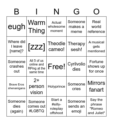 Mirrors Bingo! Bingo Card