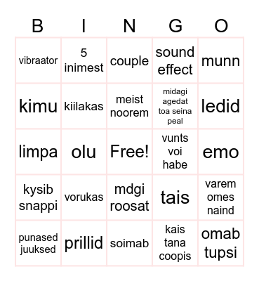 Ome tv Bingo Card