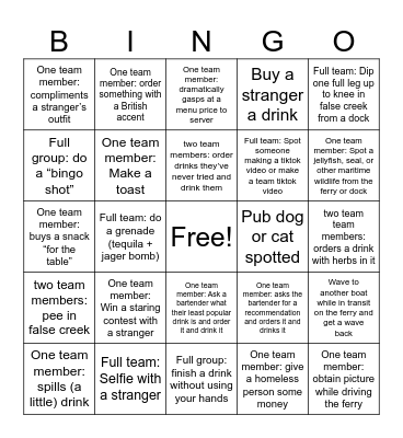FCF PUB CRAWL 2025 Bingo Card