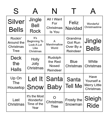 Christmas Music Bingo Card