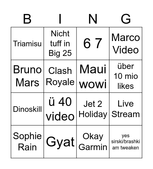 TIKTOK FOR YOU Bingo Card