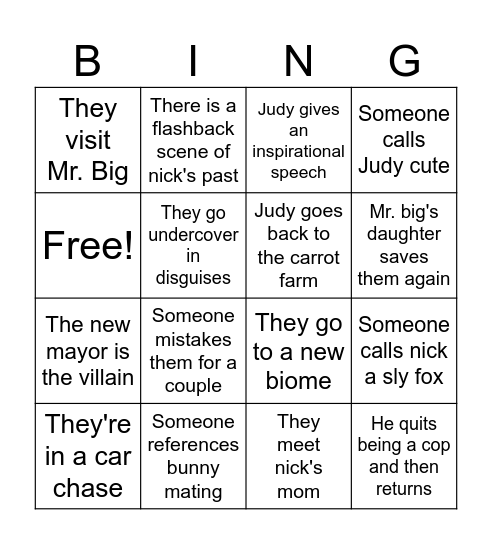 Mia's Bingo Card