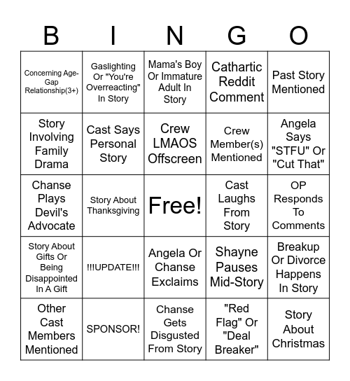 SRRS Bingo Card
