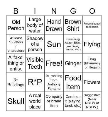 Album cover bingo Card