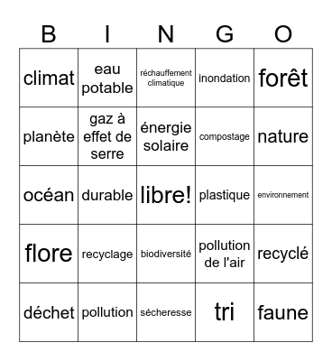 l'environnement Bingo Card