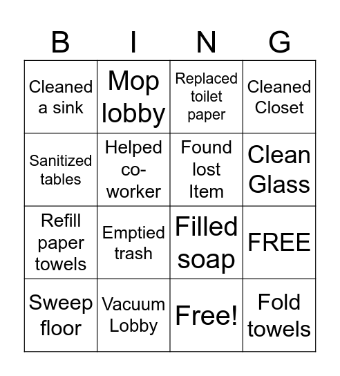 Work Bingo Card