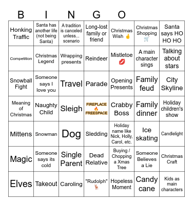 Christmas Movie Bingo Card