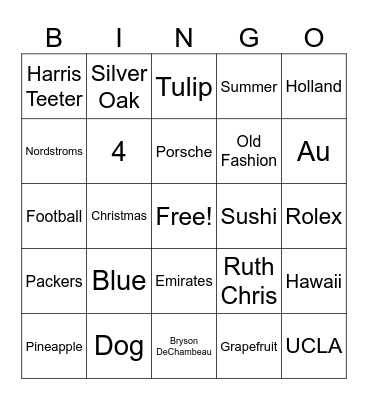 Dad's Favorites! Bingo Card