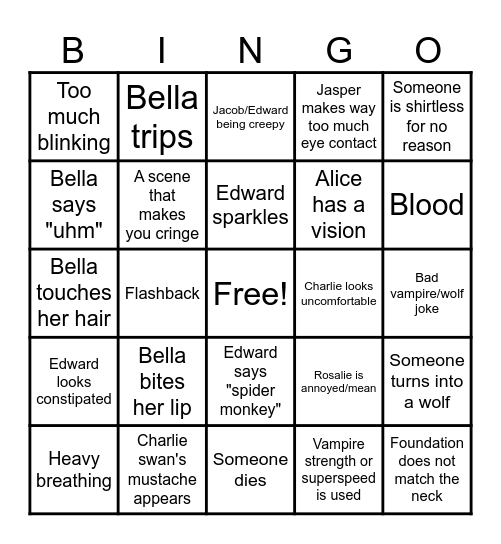 Hot girl twilight evening Bingo Card