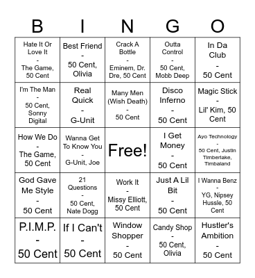 Fofty & Friends Bingo Card