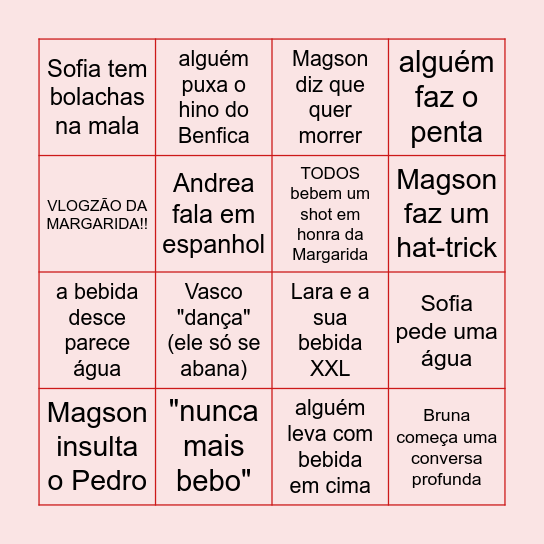 Rally Tascas caralho Bingo Card