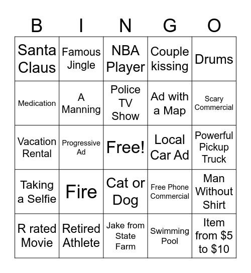 Commercial Bingo Card