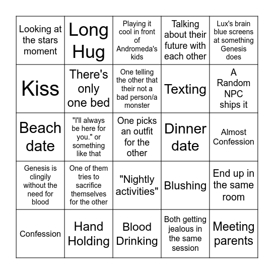 Time Force Bingo Card