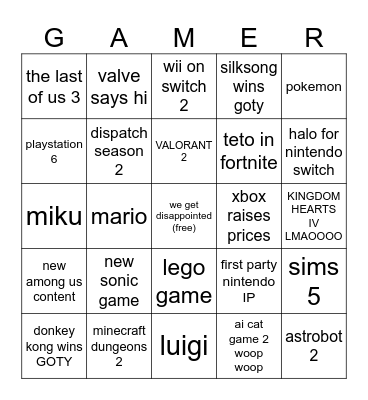 delusional game awards Bingo Card