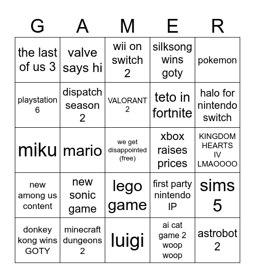 delusional game awards Bingo Card