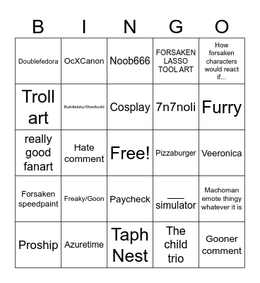 tiktok forsaken bingo card Bingo Card