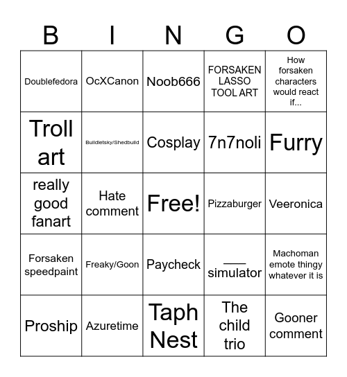 tiktok forsaken bingo card Bingo Card