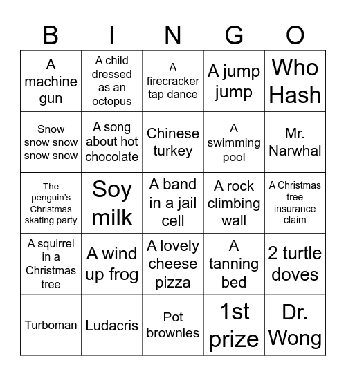 Christmas Movie Bingo Card