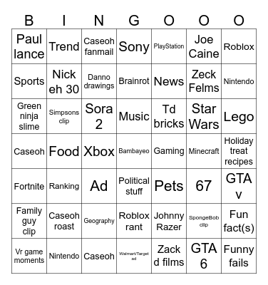 Ultimate YouTube shorts bingo Card