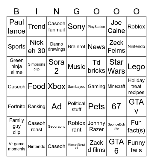 Ultimate YouTube shorts bingo Card
