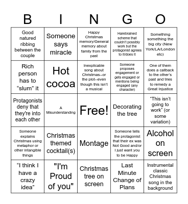 Christmas Romcom Bingo Card