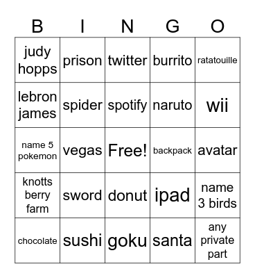 bingo 2 Bingo Card