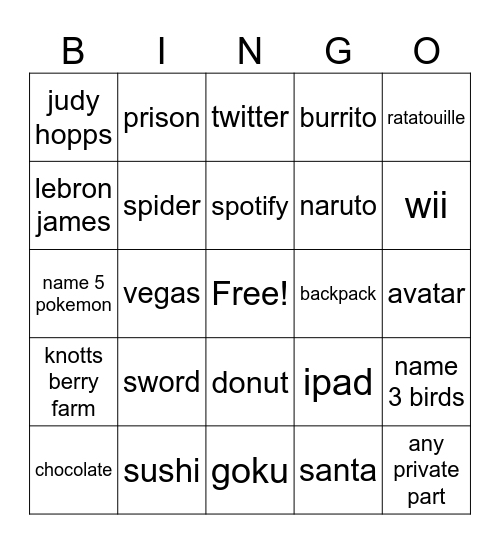 bingo 2 Bingo Card