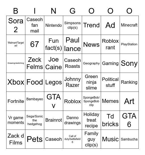 Ultimate YouTube shorts bingo Card