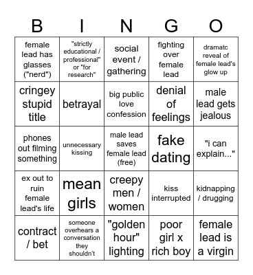 vertical movies / reel bingo Card
