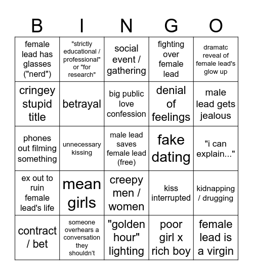 vertical movies / reel bingo Card