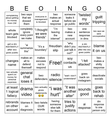 Beo Bingo Card