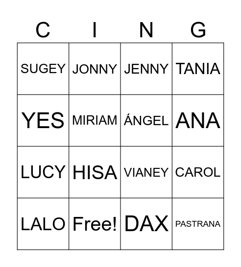 Bingo Card