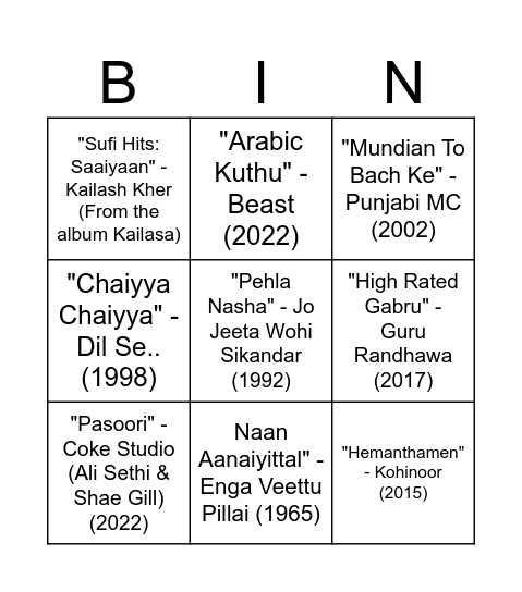 Untitled Bingo Card