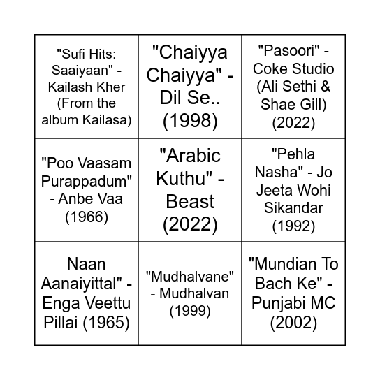 Bingo Rush Bingo Card