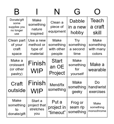 2026 Croissant Project Bingo Card