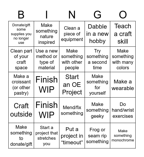 2026 Croissant Project Bingo Card
