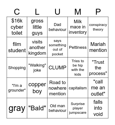 Milkman stream bingo Card