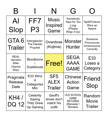 Geoff Winter Bingo Bash 2025 Bingo Card