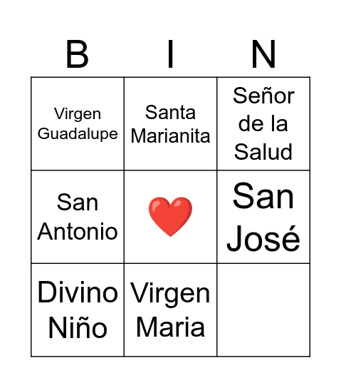 Bingo católico Bingo Card