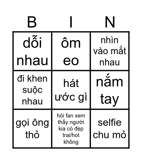 thóc bingo Card