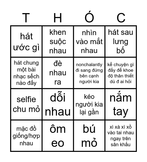 thóc Bingo Card