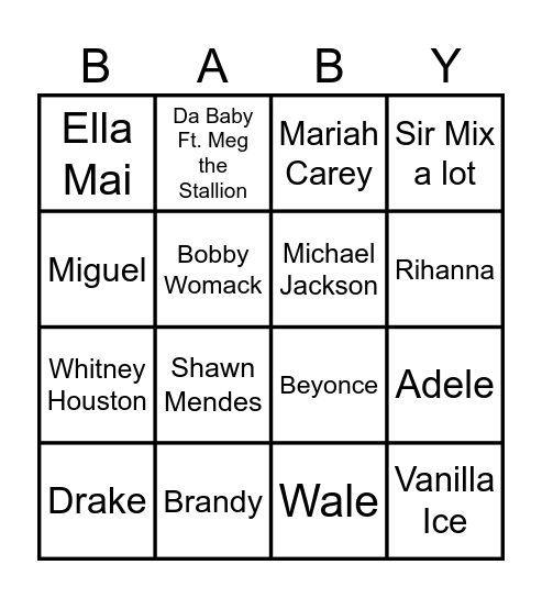 Baby Burns Bingo Card