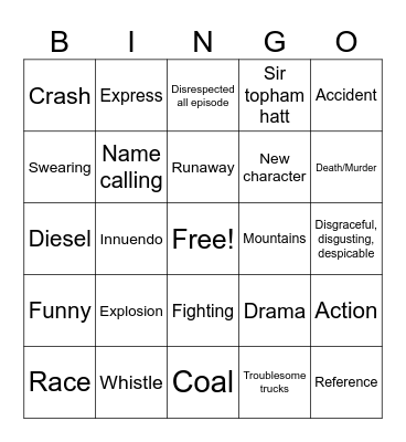 Thomas Bingo Card