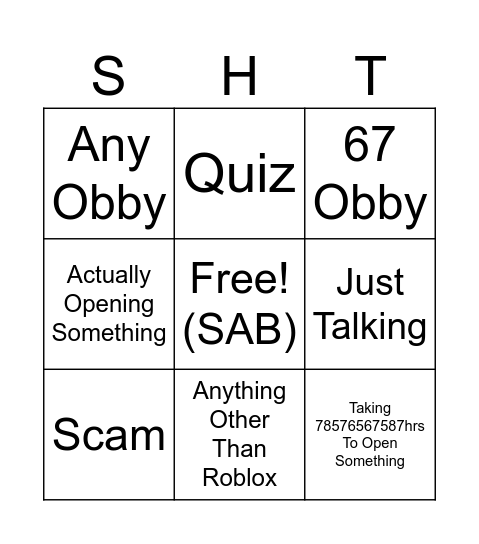 YouTube Live Bingo Card