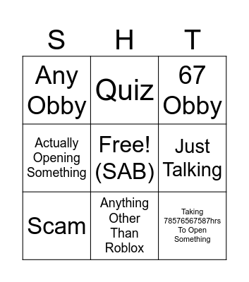 YouTube Live Bingo Card