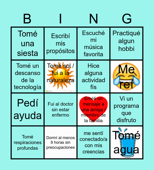 ¡Bingo del Autocuidado! Bingo Card