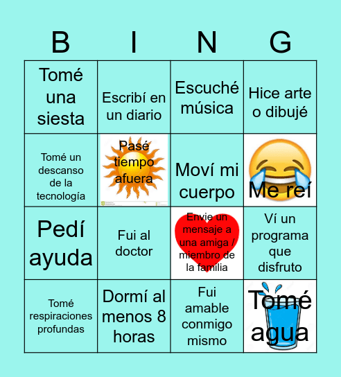 ¡Bingo de Autocuidado! Bingo Card