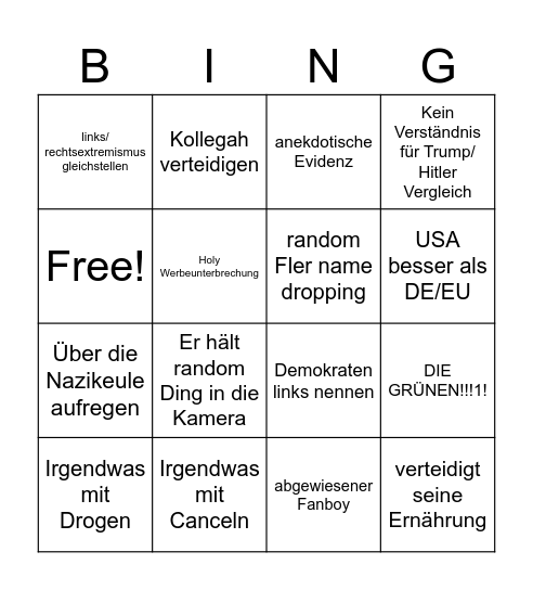 Marvin Bingo Card