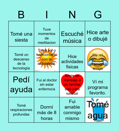 Bingo de Autocuidado! Bingo Card