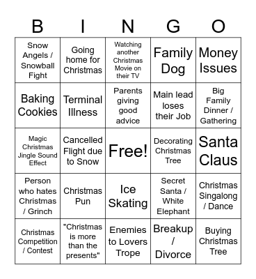 Christmas Movie Bingo Card
